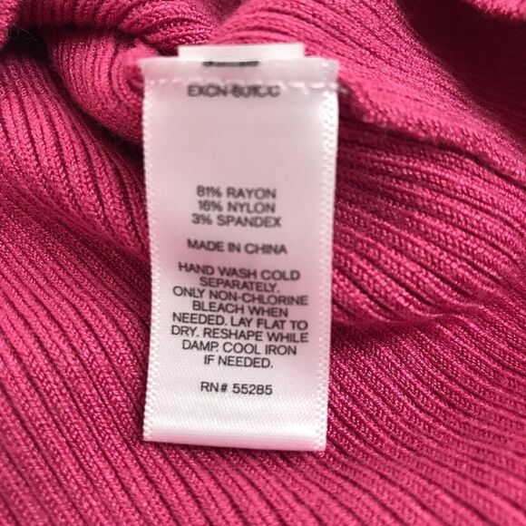 EXPRESS Pink Low Cut Cutout Sweater Top Cold Shoulder Bell Sleeve Size Large New - Picture 6 of 8